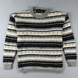 Doogan Donegal Sweater Women's Large Roll Neck Wool Geometric Striped